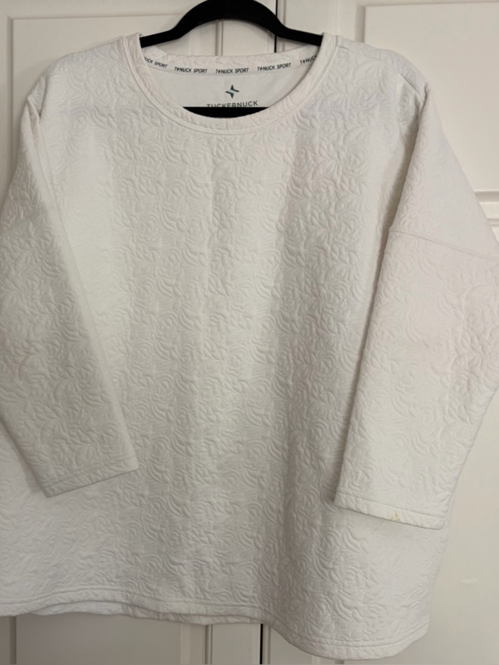 Tuckernuck White Textured Crewneck Top